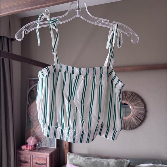 Privacy please, green and white pink striped tube top - Picture 3 of 5